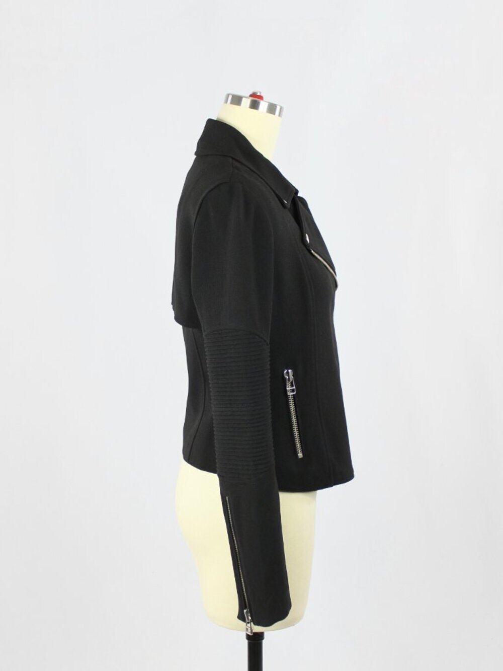 Aritzia WILFRED Montesson Black Crepe Motorcycle Moto Biker Jacket, Size 4 - Picture 2 of 12